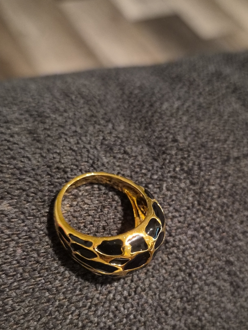 Joan Rivers Ring Leopard Animal Print Black Goldtone